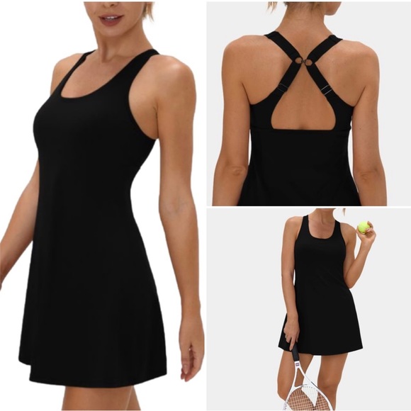 HALARA Dresses & Skirts - HALARA Backless Side Pocket 2-in-1 Cool Touch Tennis Dress Size Medium/Black